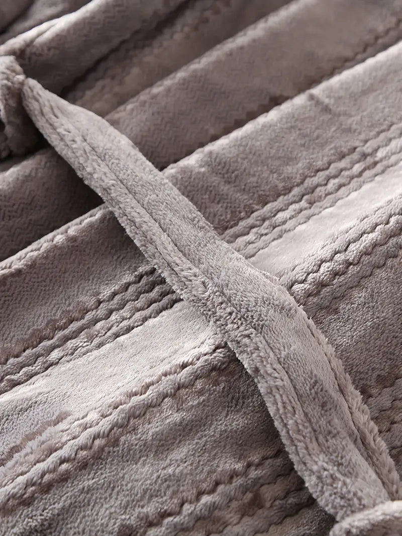 Long hooded fleece bathrobe