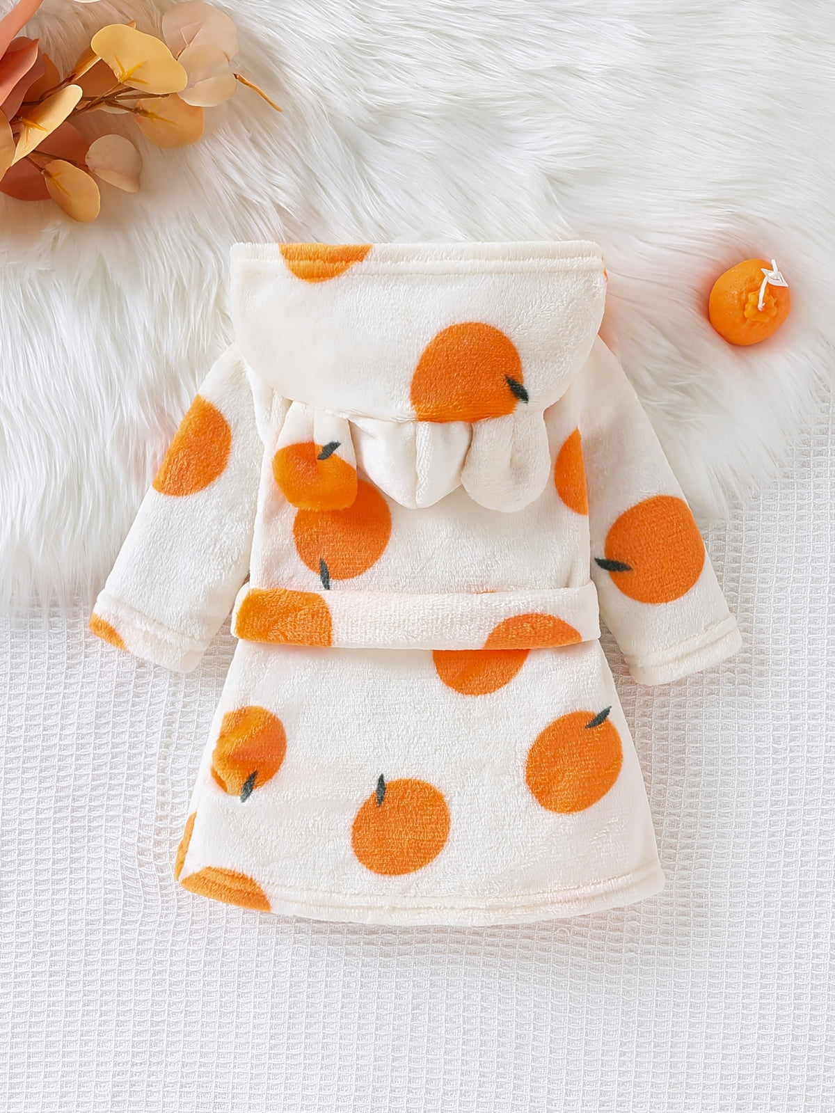Baby yellow long hooded dressing gown