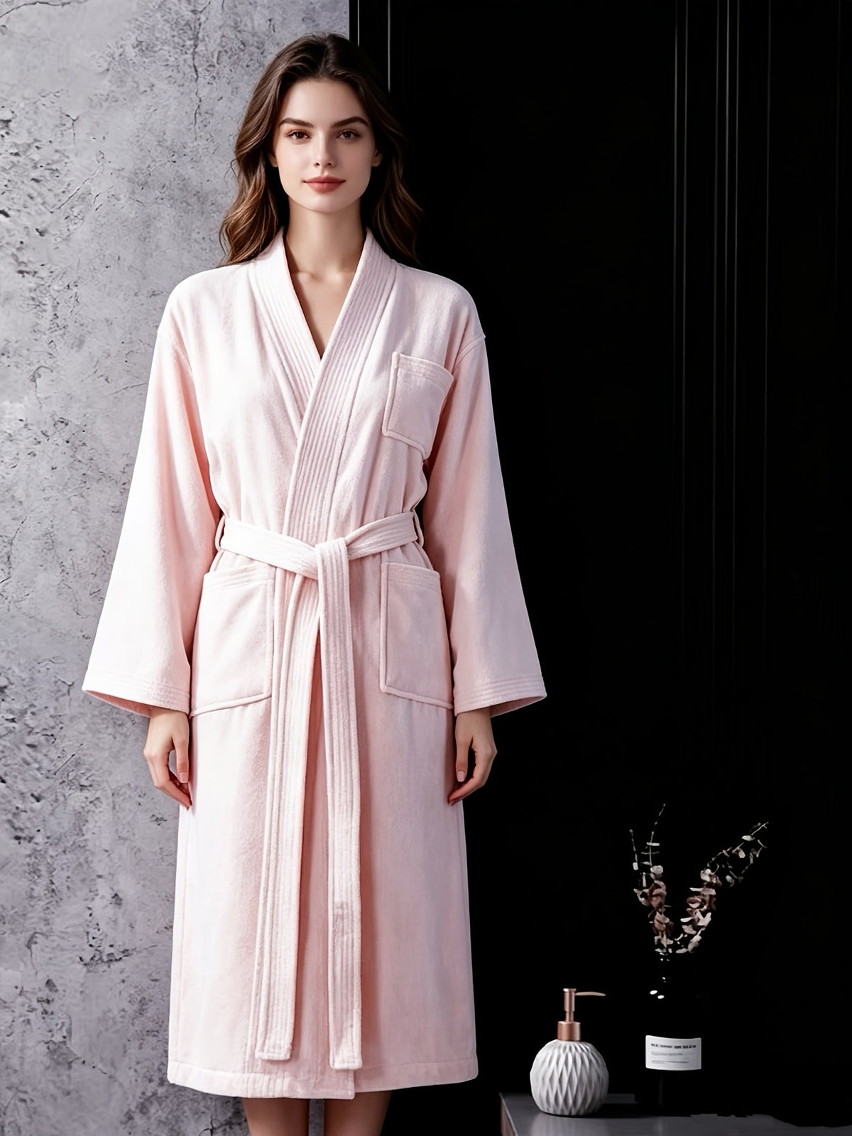 Unisex velour bathrobe