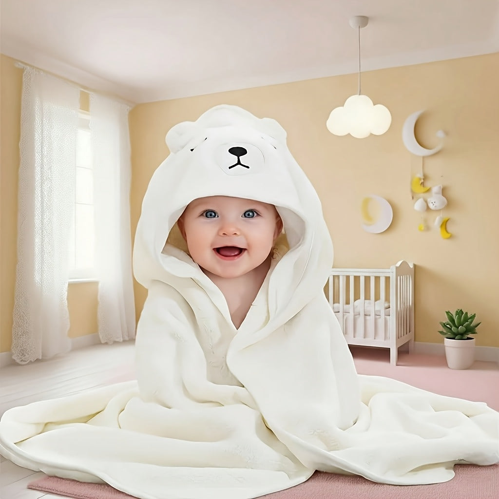 Kids' white hooded dressing gown