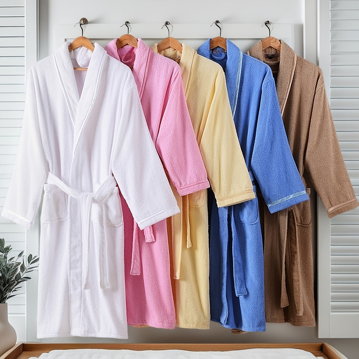 Unisex blue bathrobe