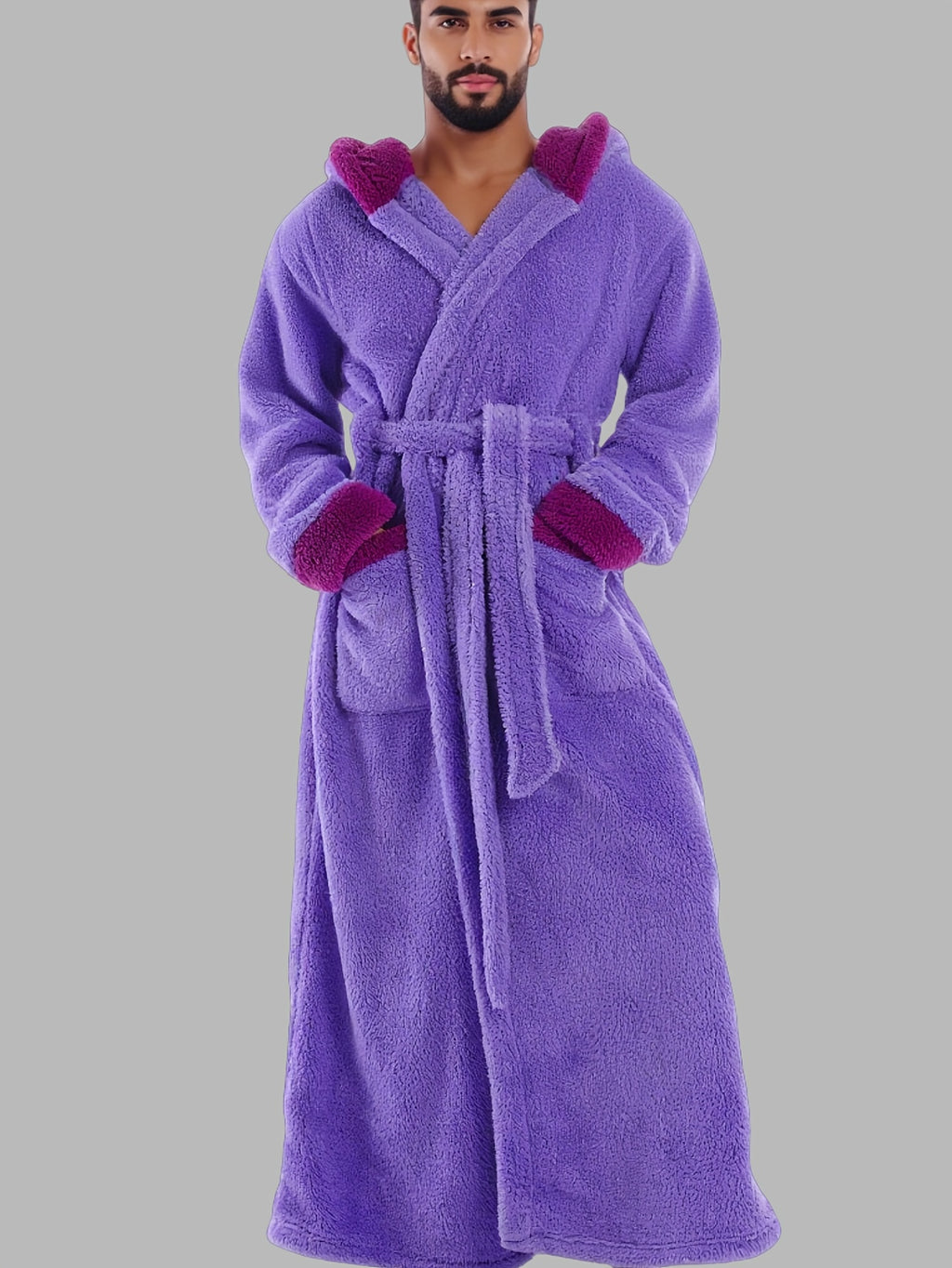 Unisex long hooded bathrobe