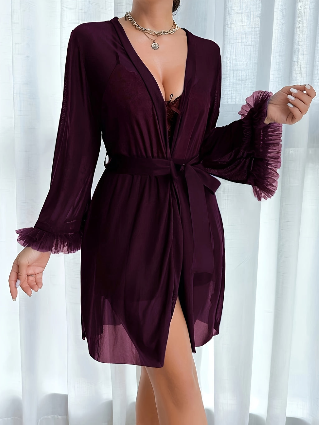 Women's lace dressing gown