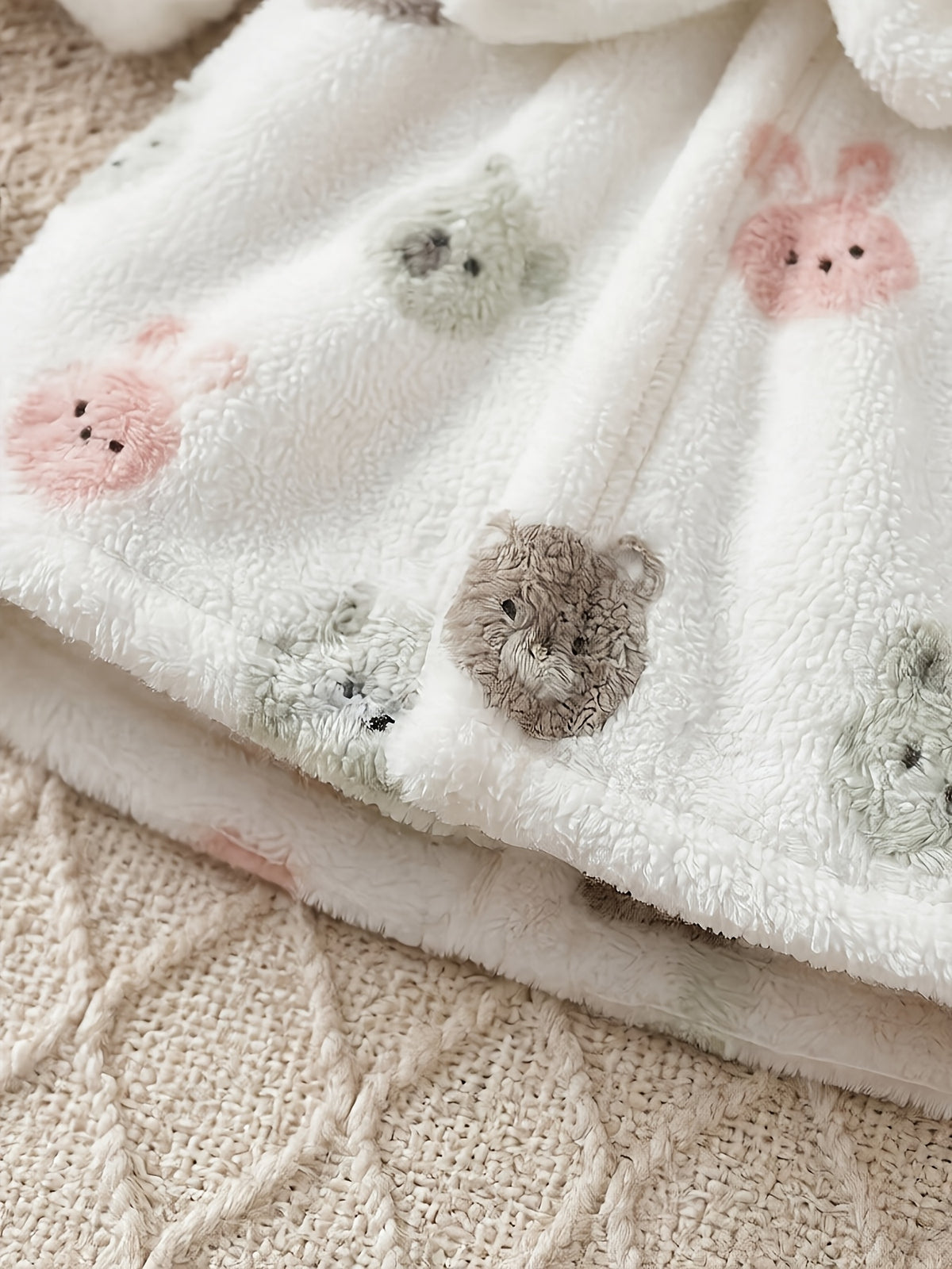 Newborn white hooded towelling bathrobe