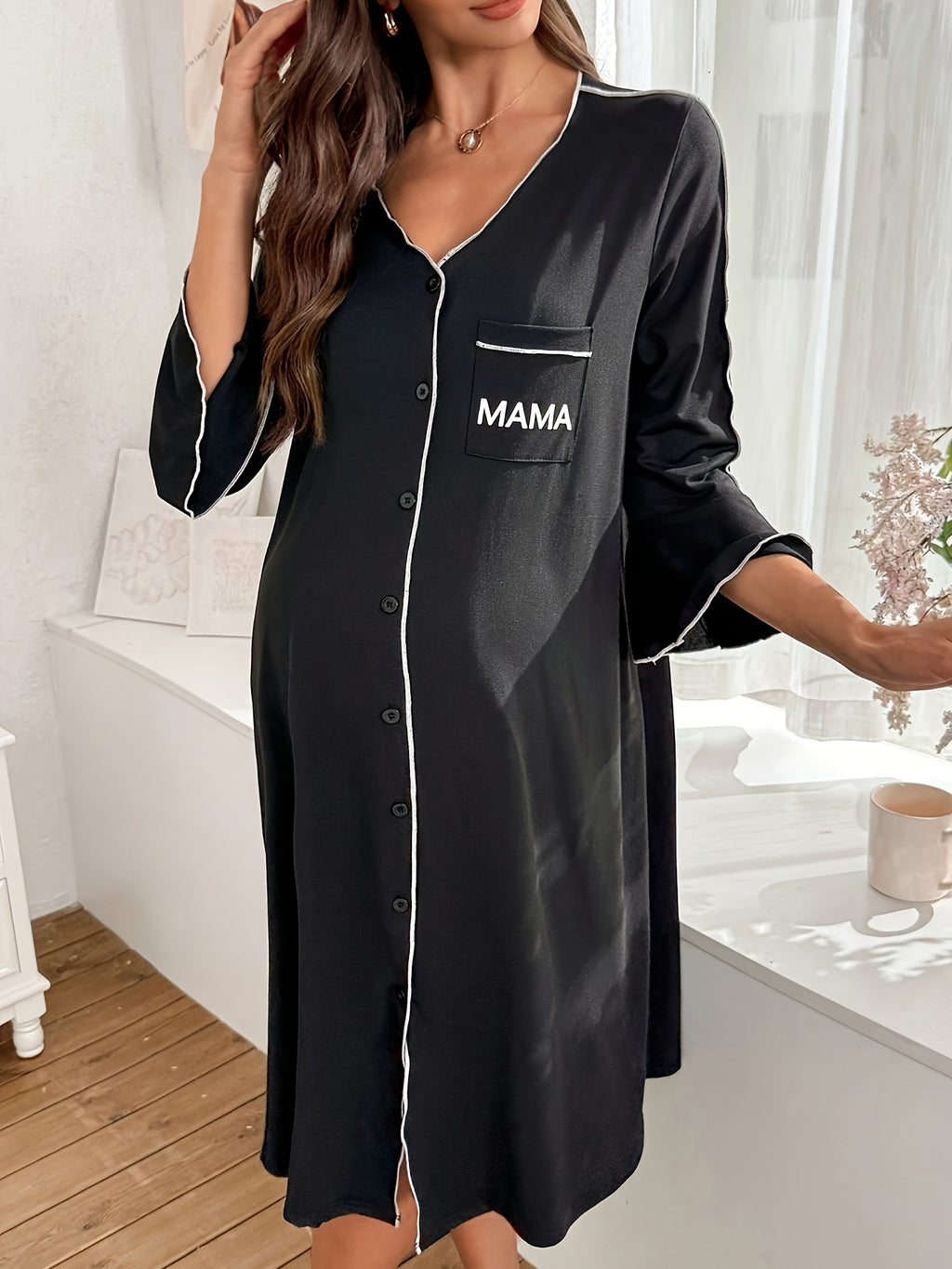 Women's MAMA print maternity nightdress