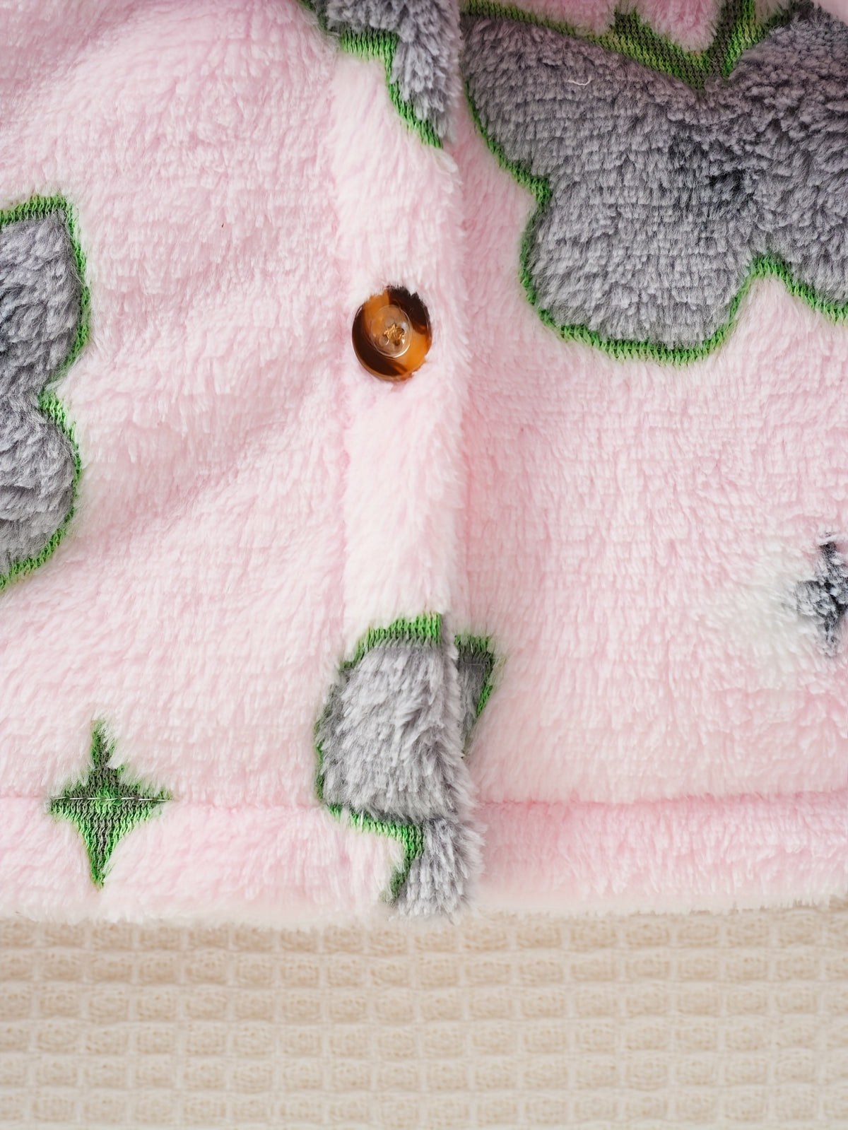 Girls' pink flannel bathrobe