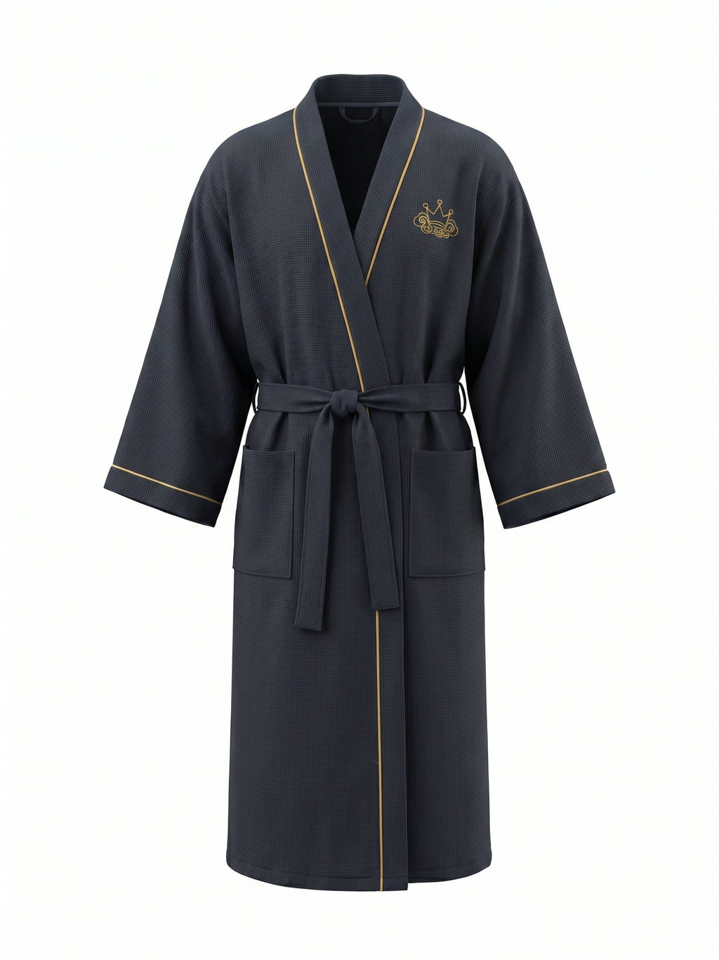 Men's black waffle bathrobe