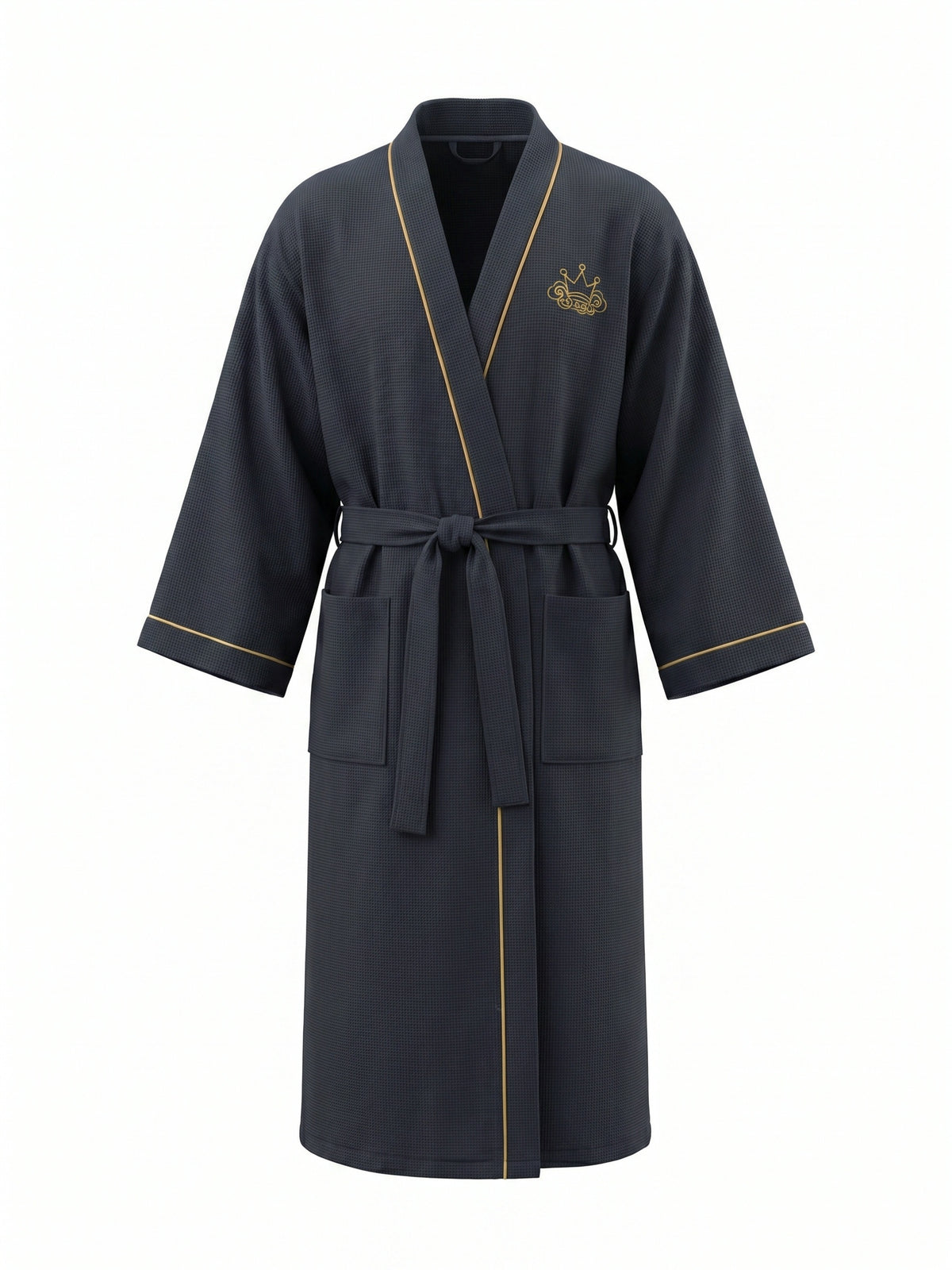 Men's black waffle bathrobe