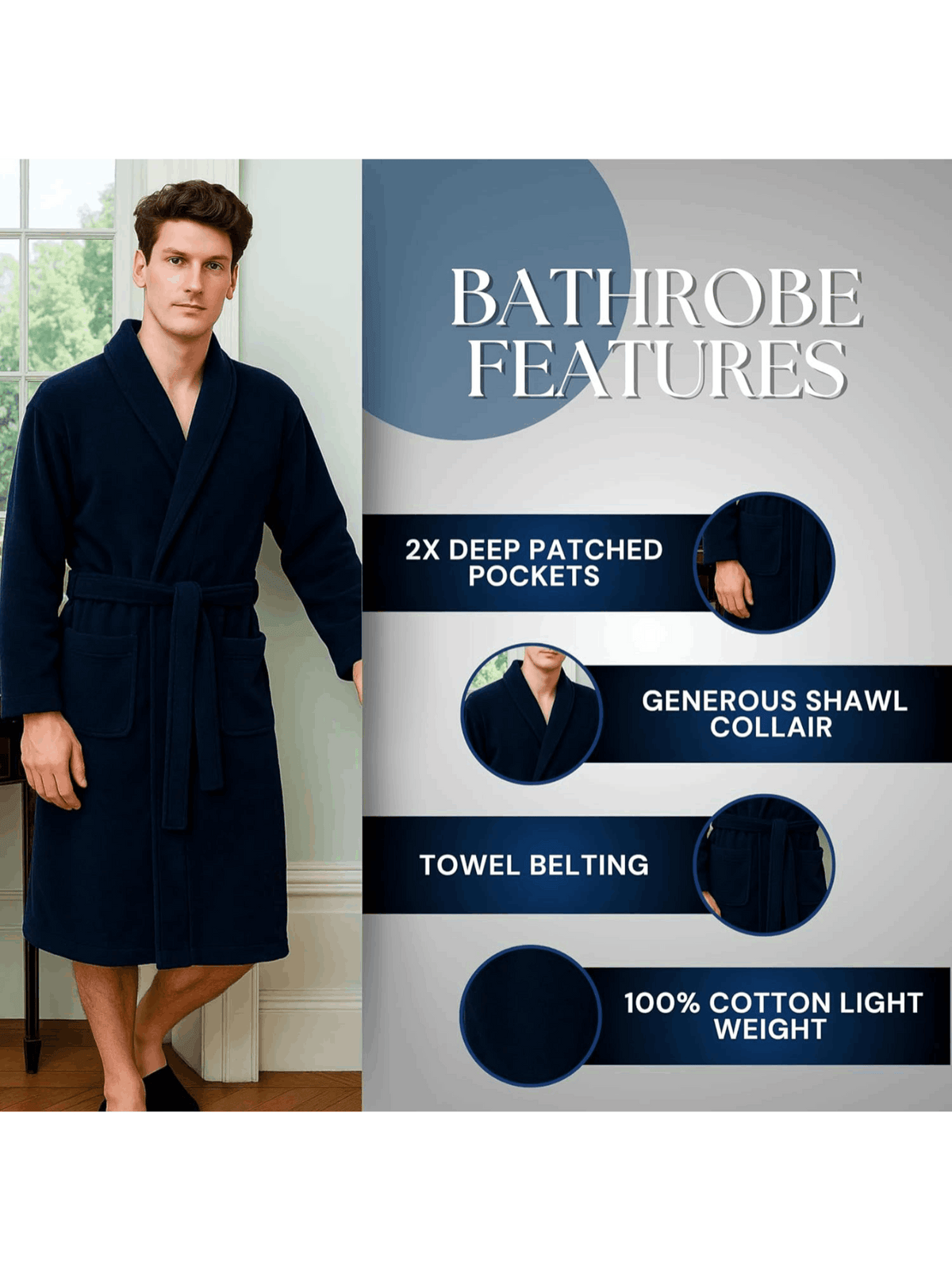 Unisex towelling bathrobe