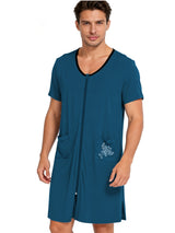 Men's zip front short sleeve lounge robe