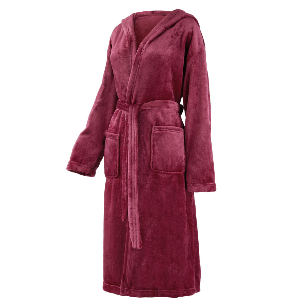 Unisex black hooded bathrobe