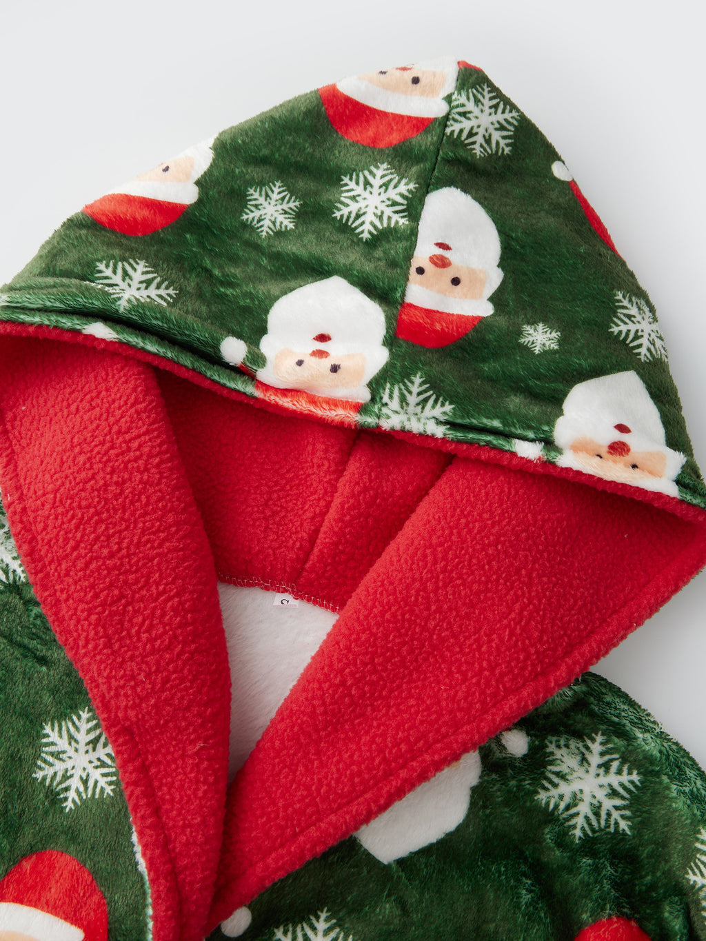 Women's green Santa print fleece dressing gown