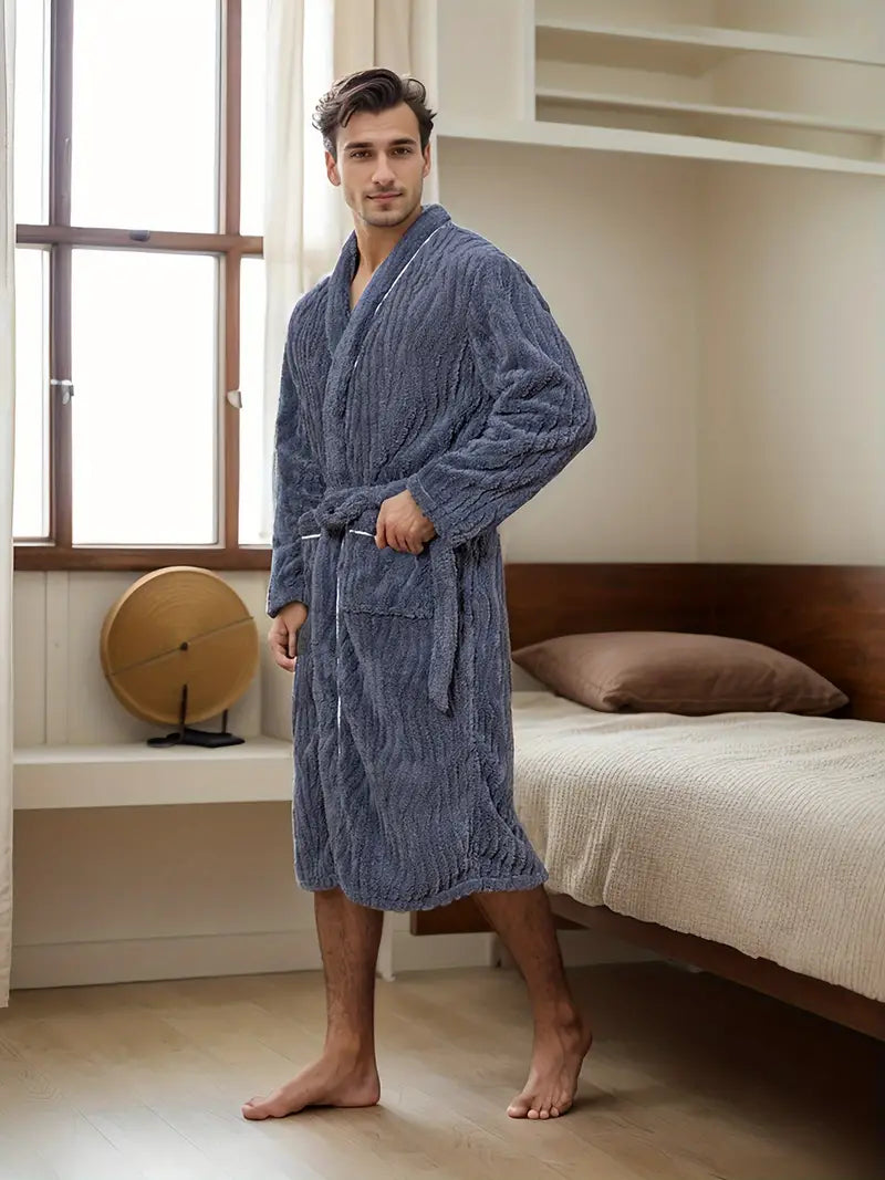 Men's thick soft towelling bathrobe