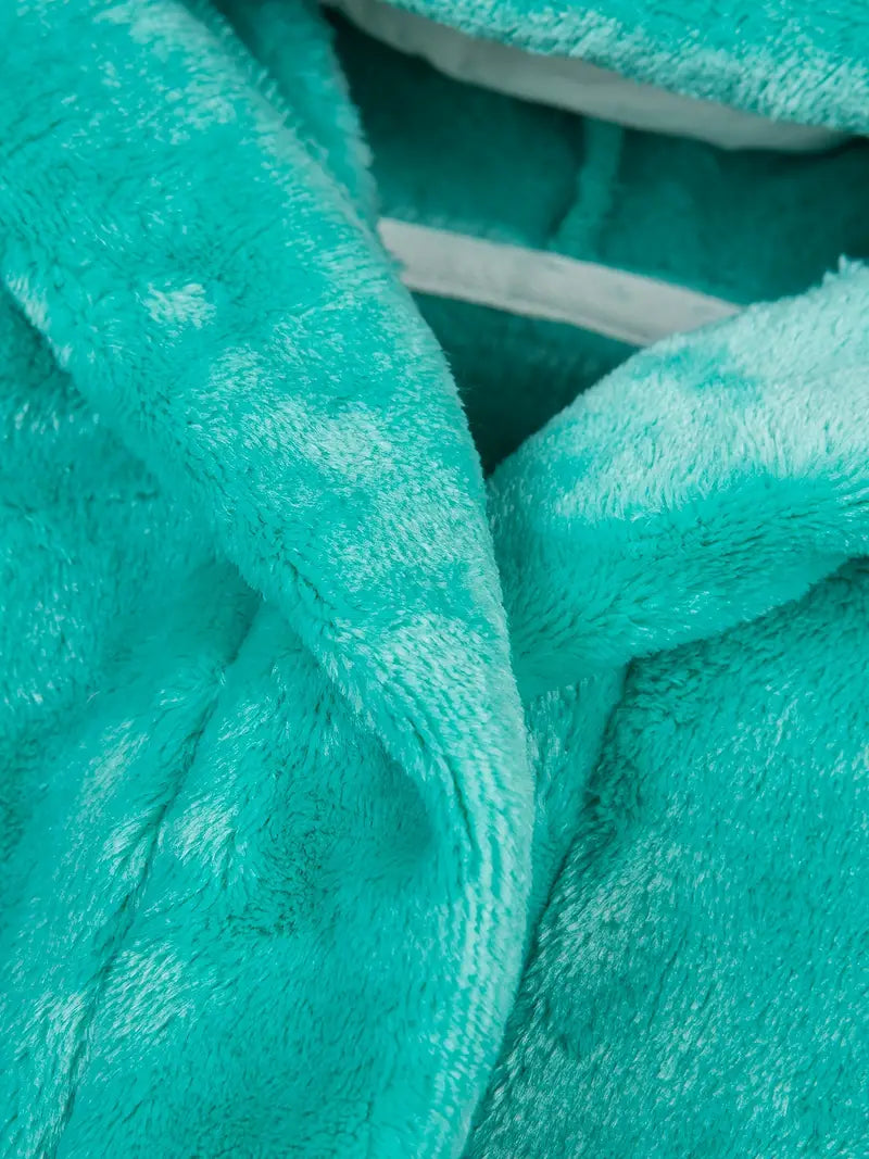 Kids' turquoise towelling bathrobe