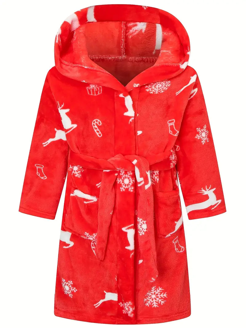 Peignoir de Bain Enfant en Polaire Chaud — coloris rouge