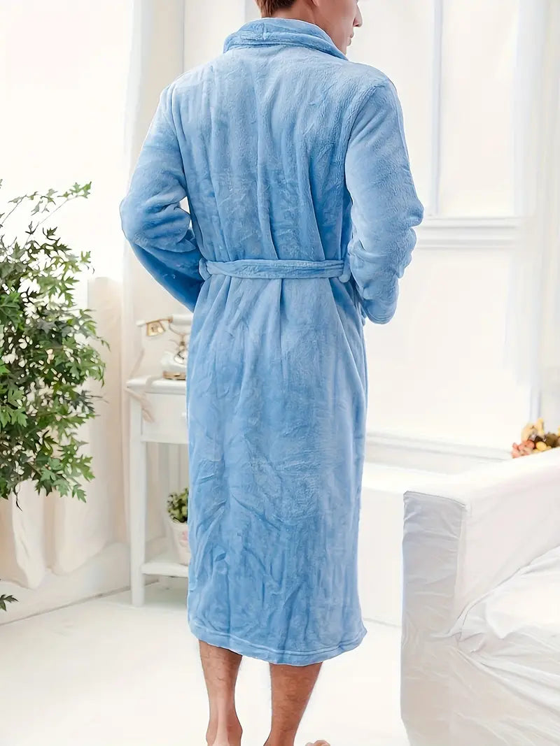 Men's warm towelling bathrobe
