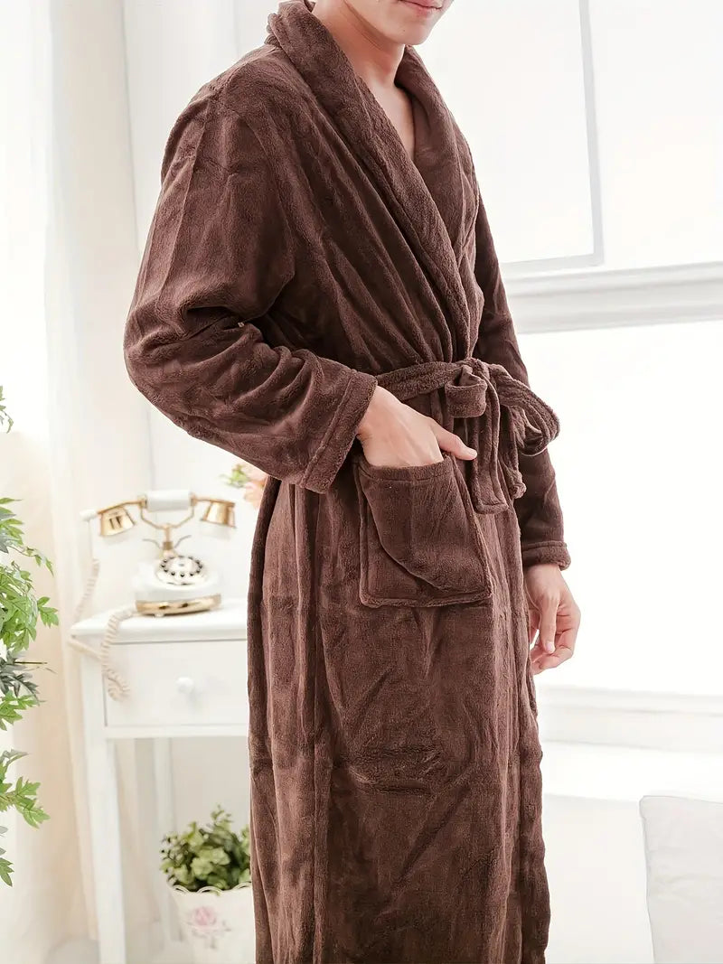 Men's warm towelling bathrobe