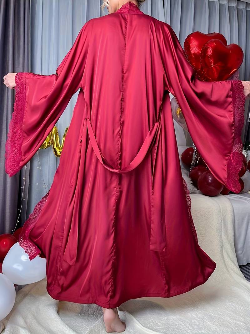 Women's long quilted satin dressing gown