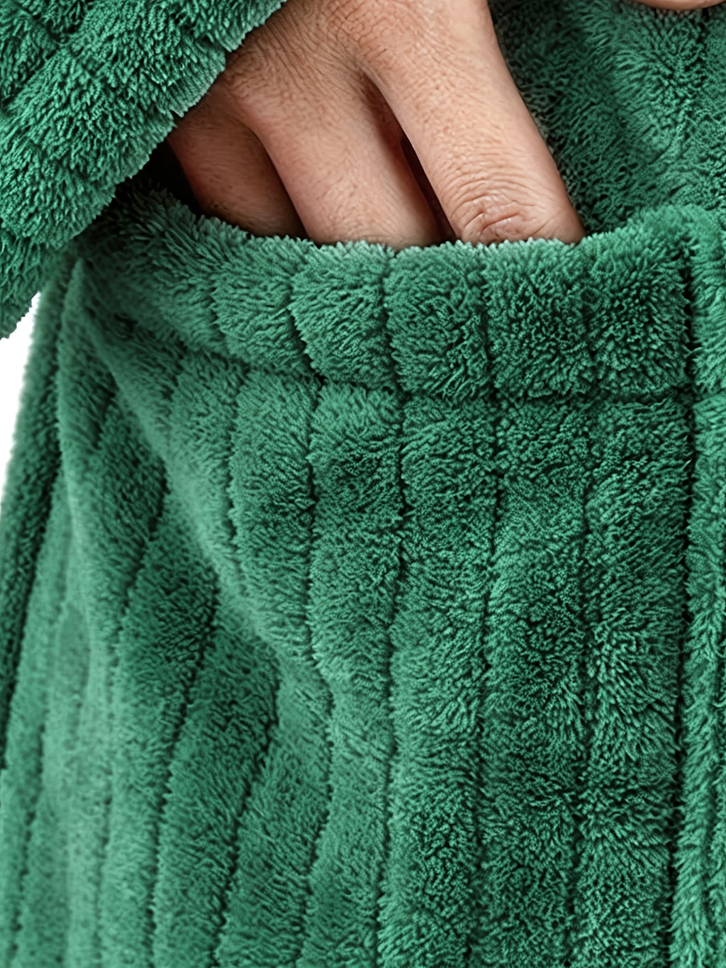 Unisex hooded ribbed bathrobe