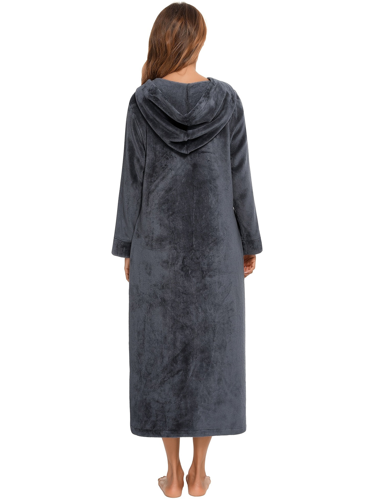 Women's long flannel zip-up dressing gown