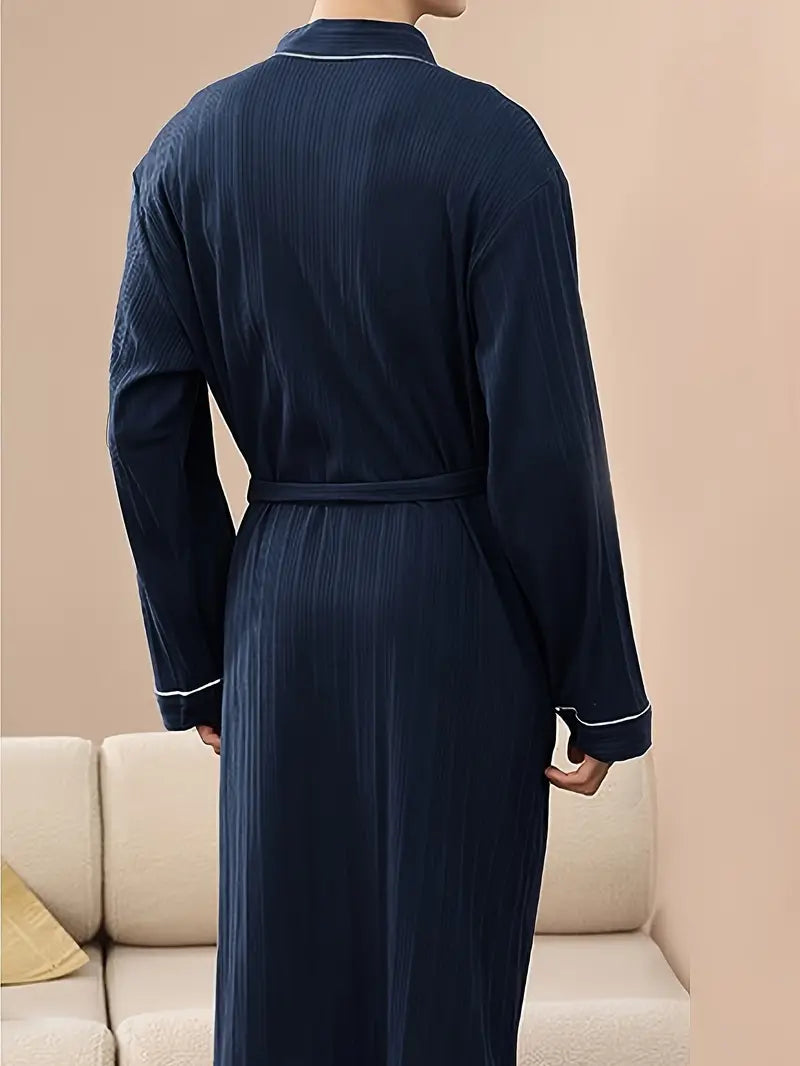 Men's navy cotton kimono robe