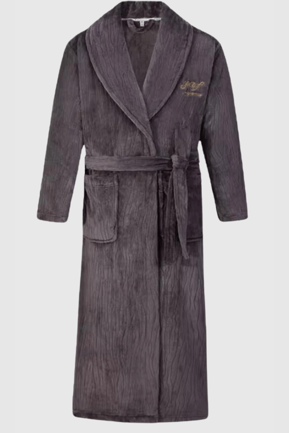 Men's long fleece dressing gown, plus size — Grey