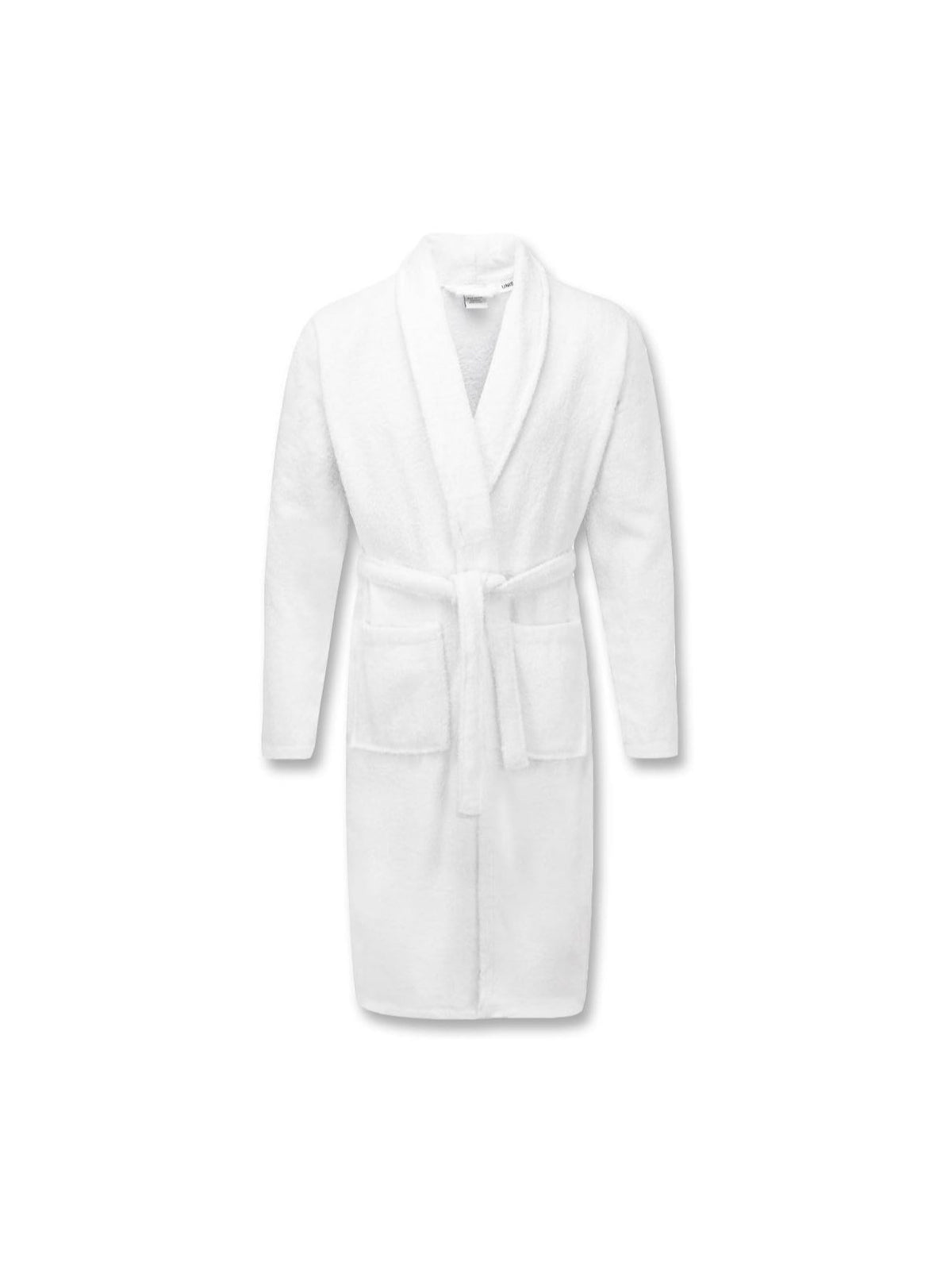 Unisex long terry towelling bathrobe with a shawl collar