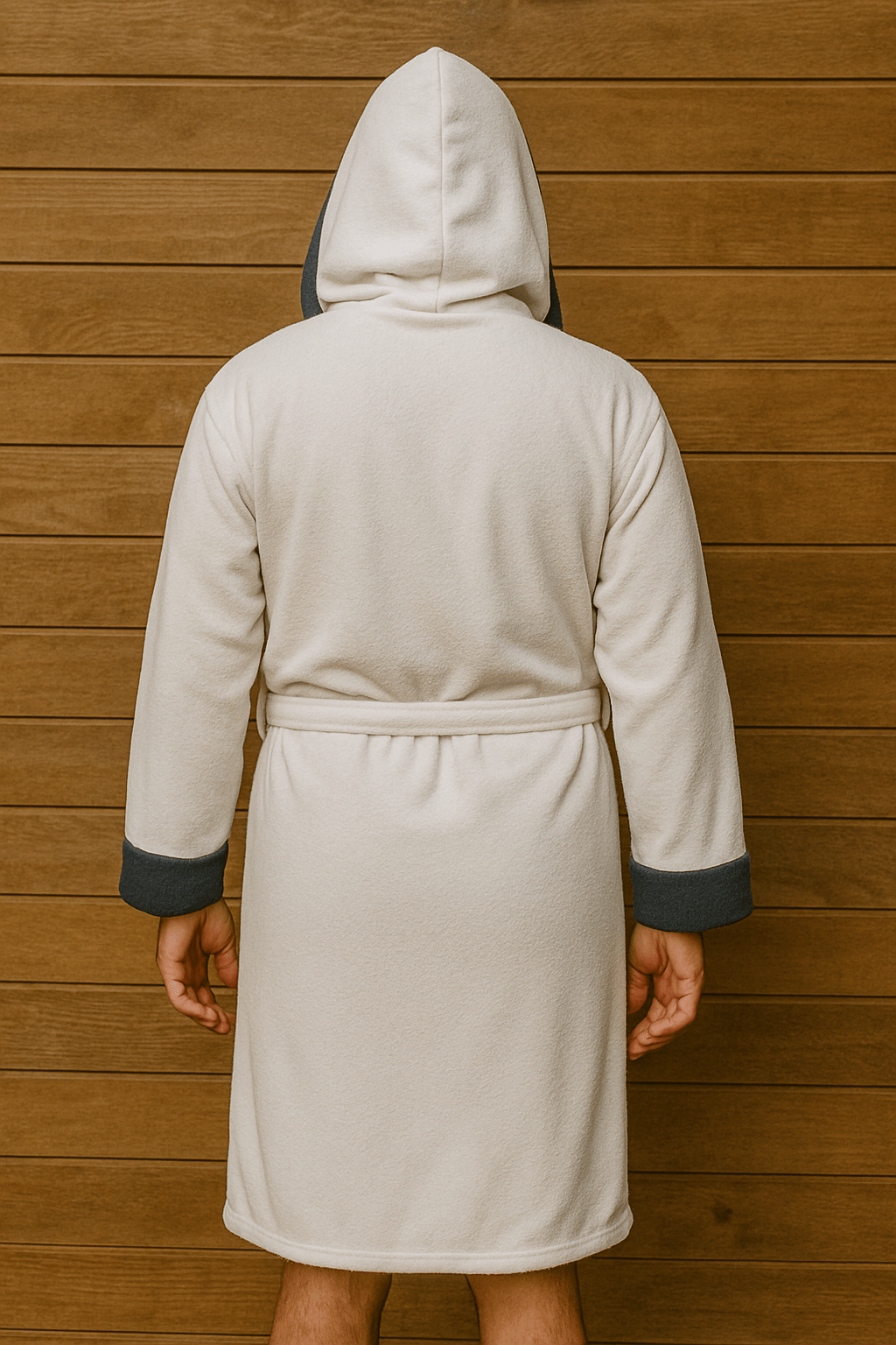 Men's hooded terry towelling bathrobe