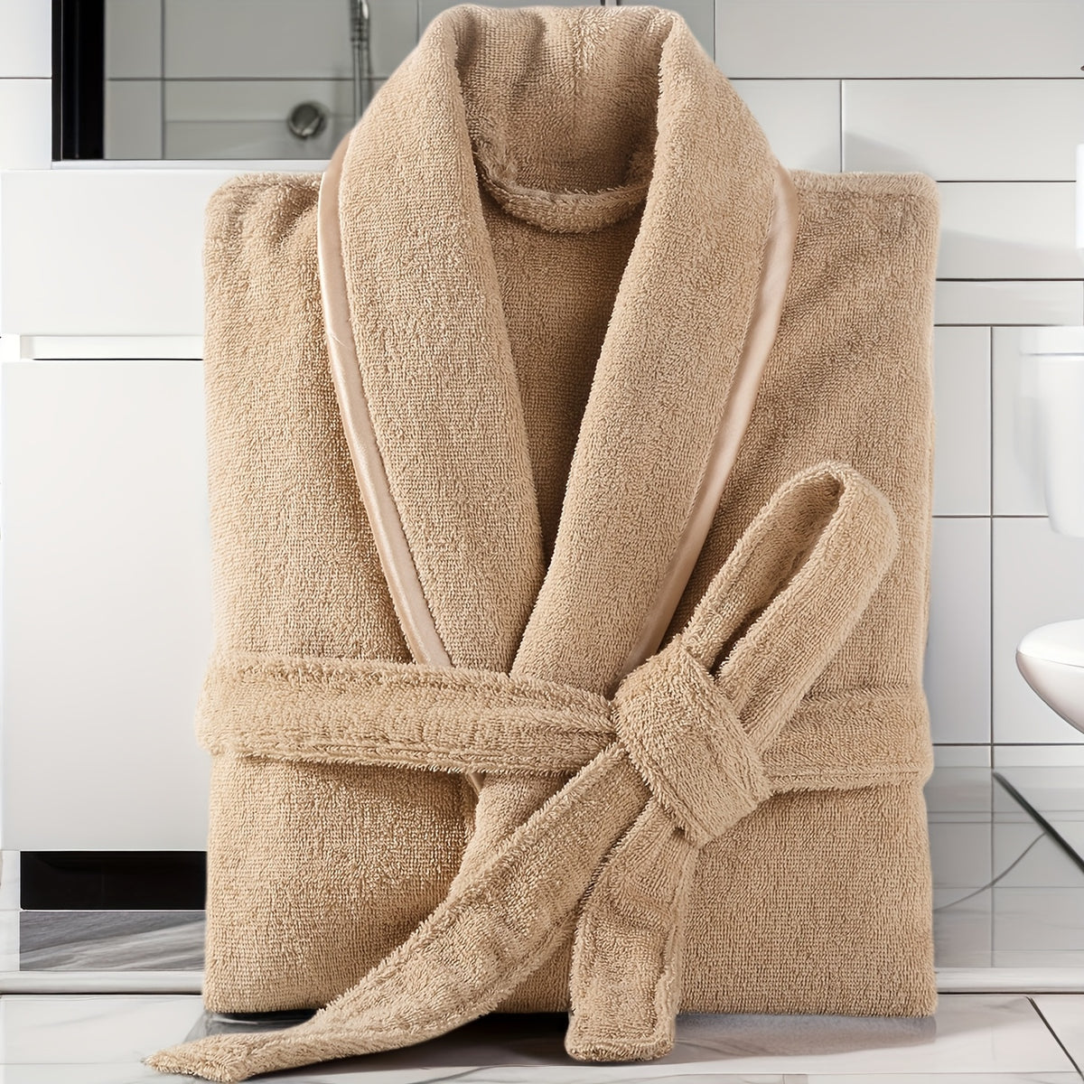 Unisex blue bathrobe