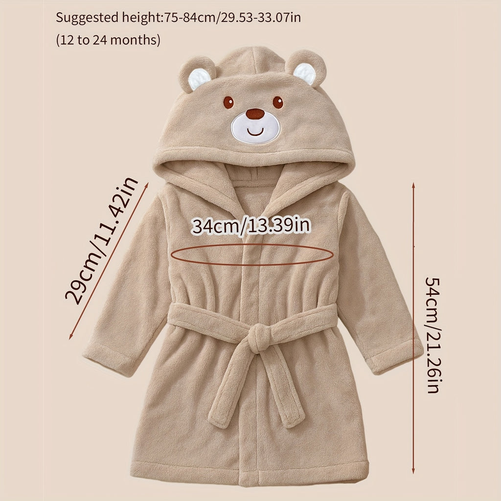 Baby hooded fluffy fleece dressing gown