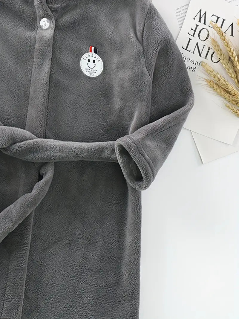 Peignoir de Bain Enfant Chaud Couleur Unie — photo 2