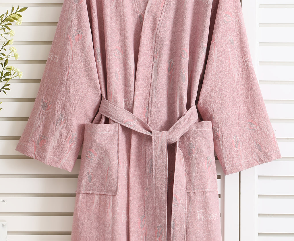 Women's jacquard bathrobe
