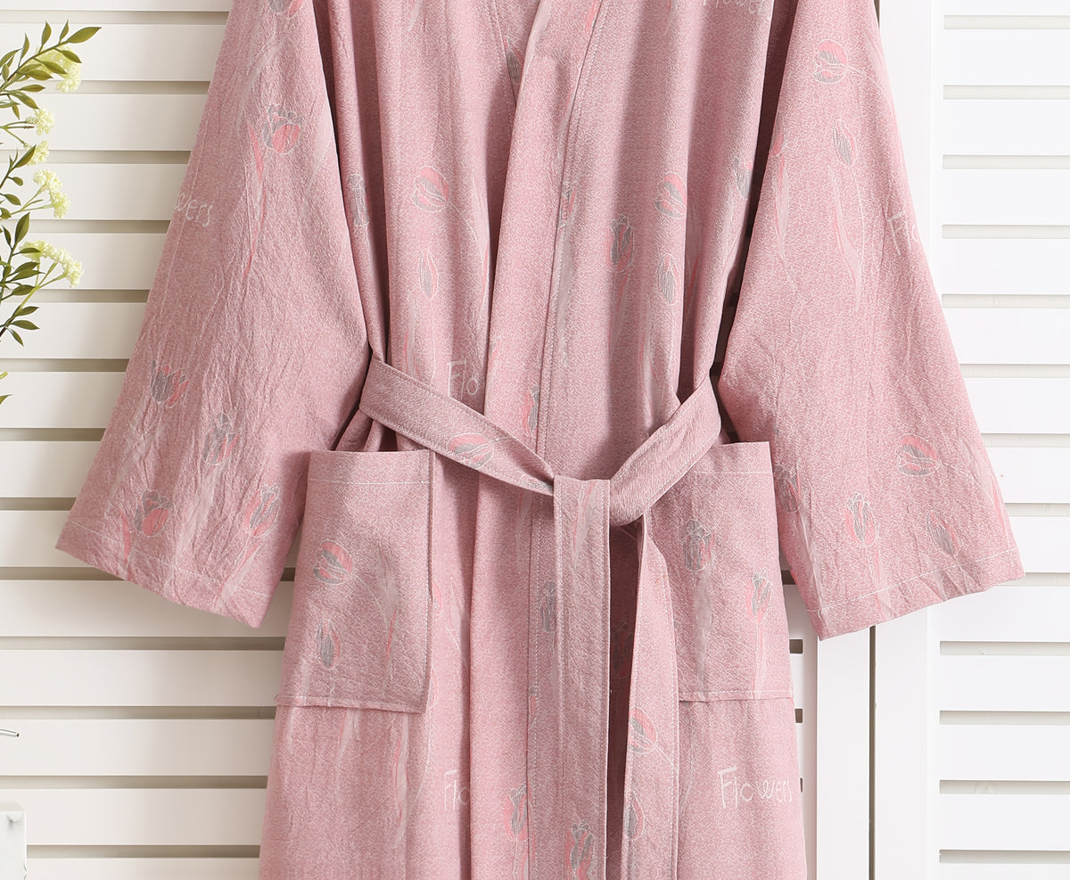 Women's jacquard bathrobe