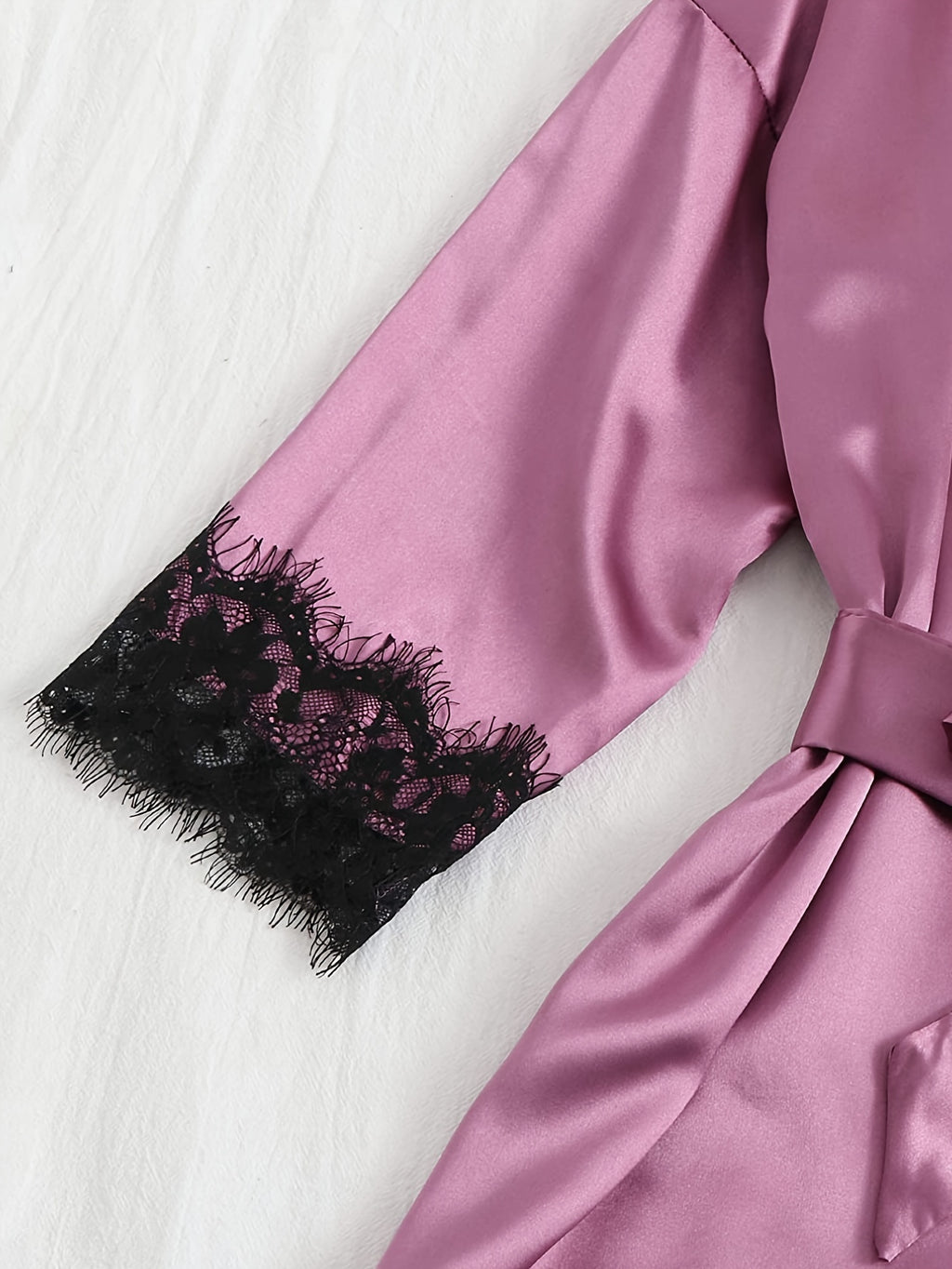 Women's lace satin robe and camisole set