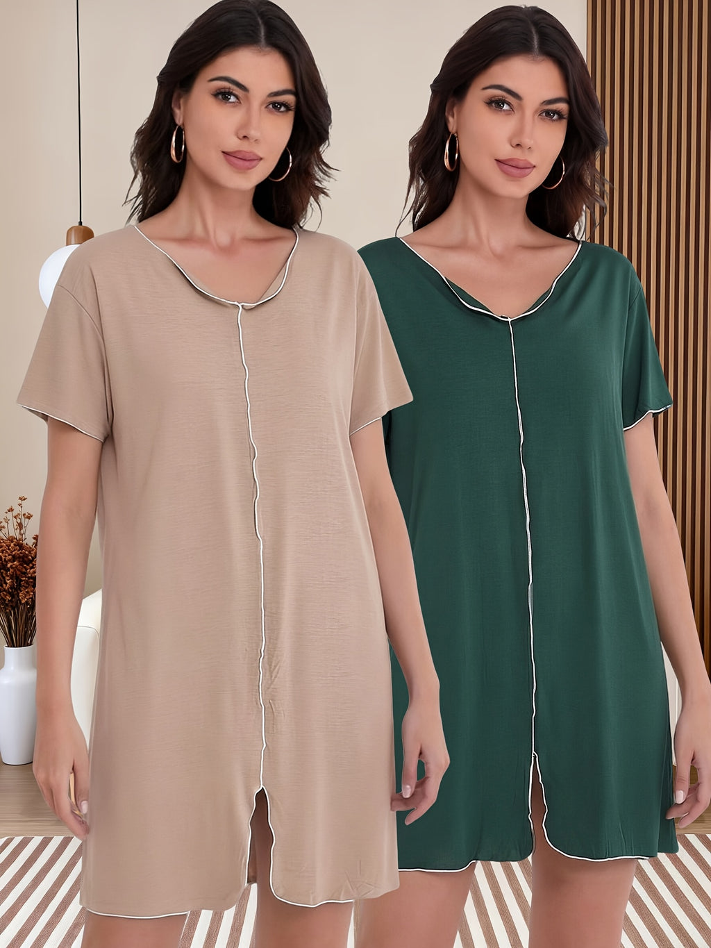 Women's plus size modal nightdress, two pack