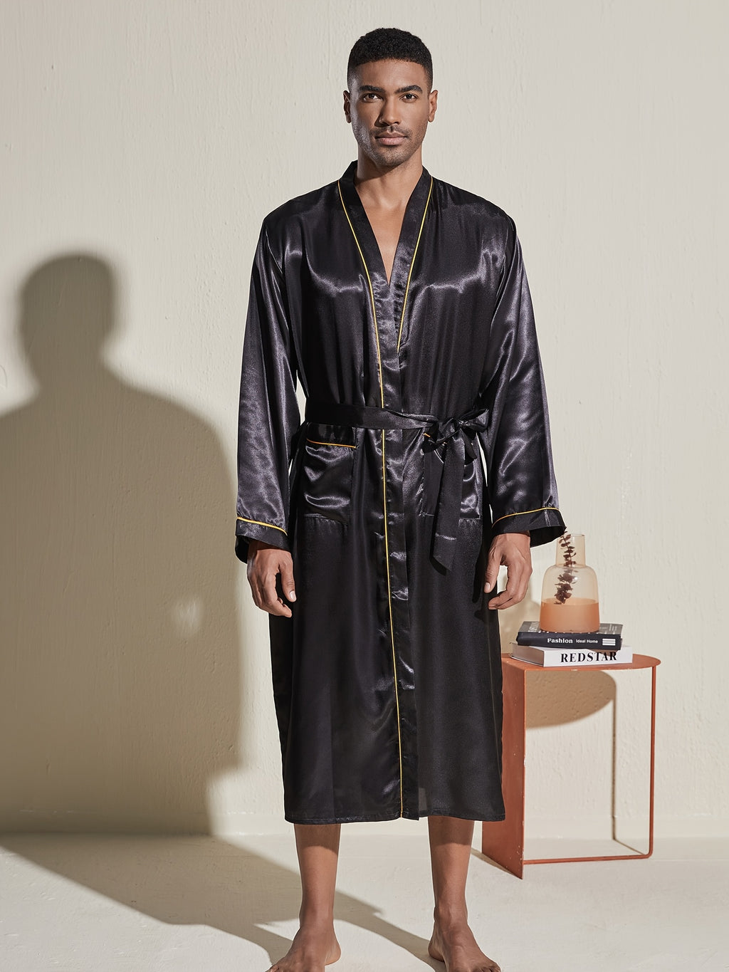 Men's personalised satin dressing gown set