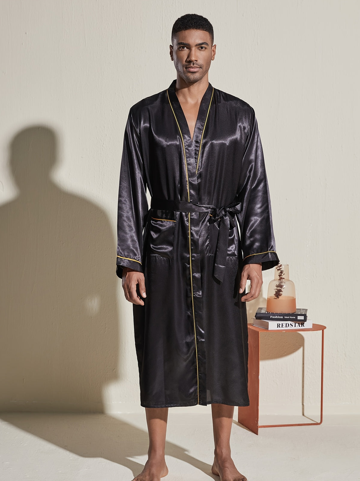 Men's personalised satin dressing gown set