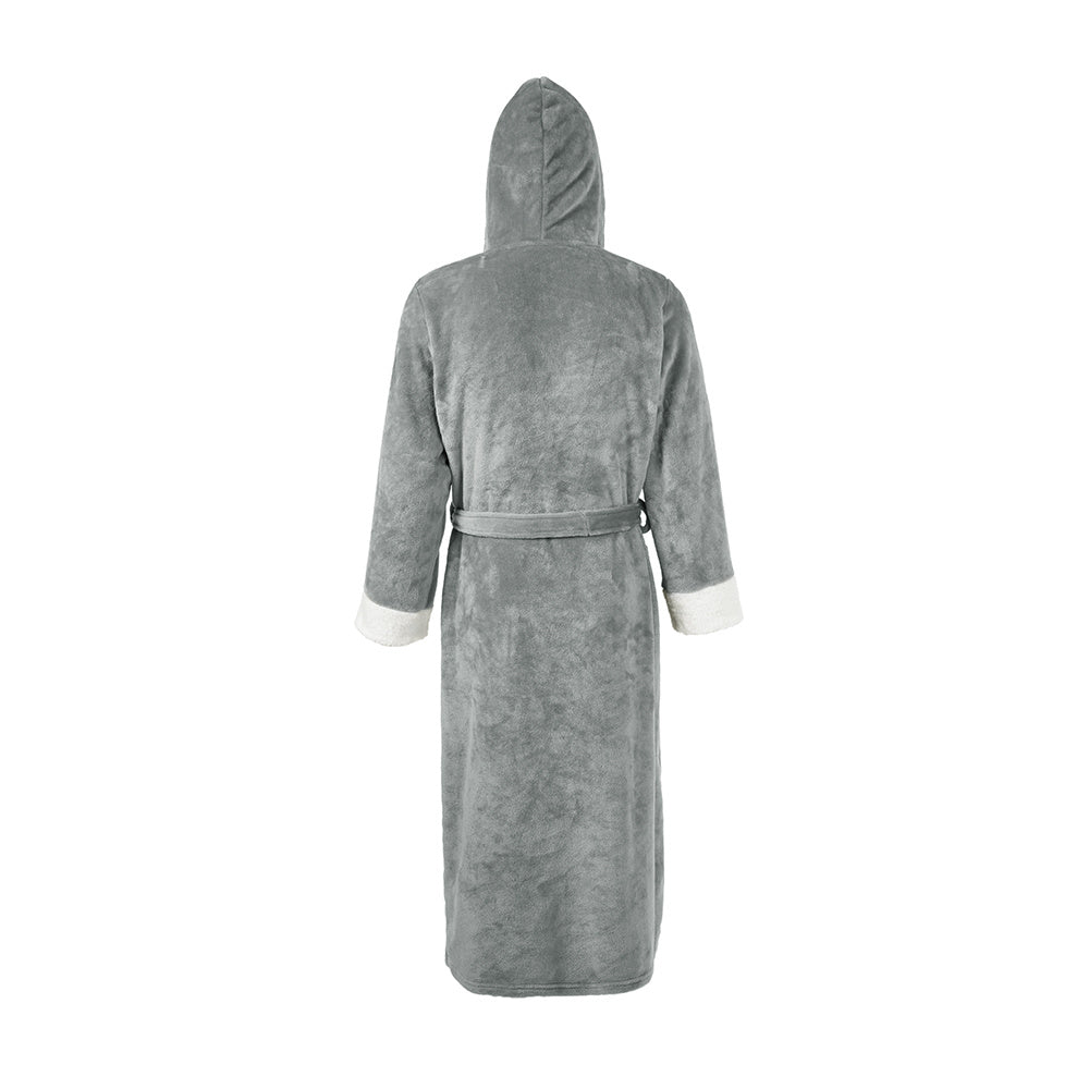 Unisex hooded flannel bathrobe