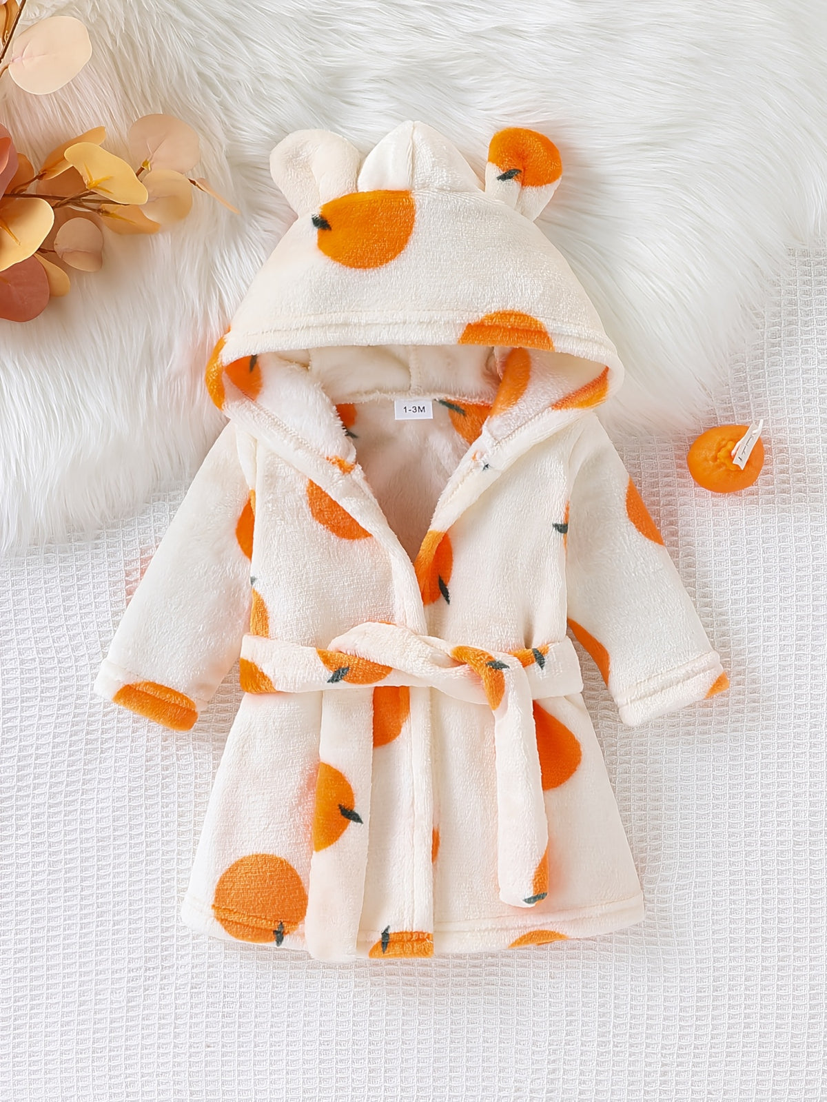 Baby yellow long hooded dressing gown