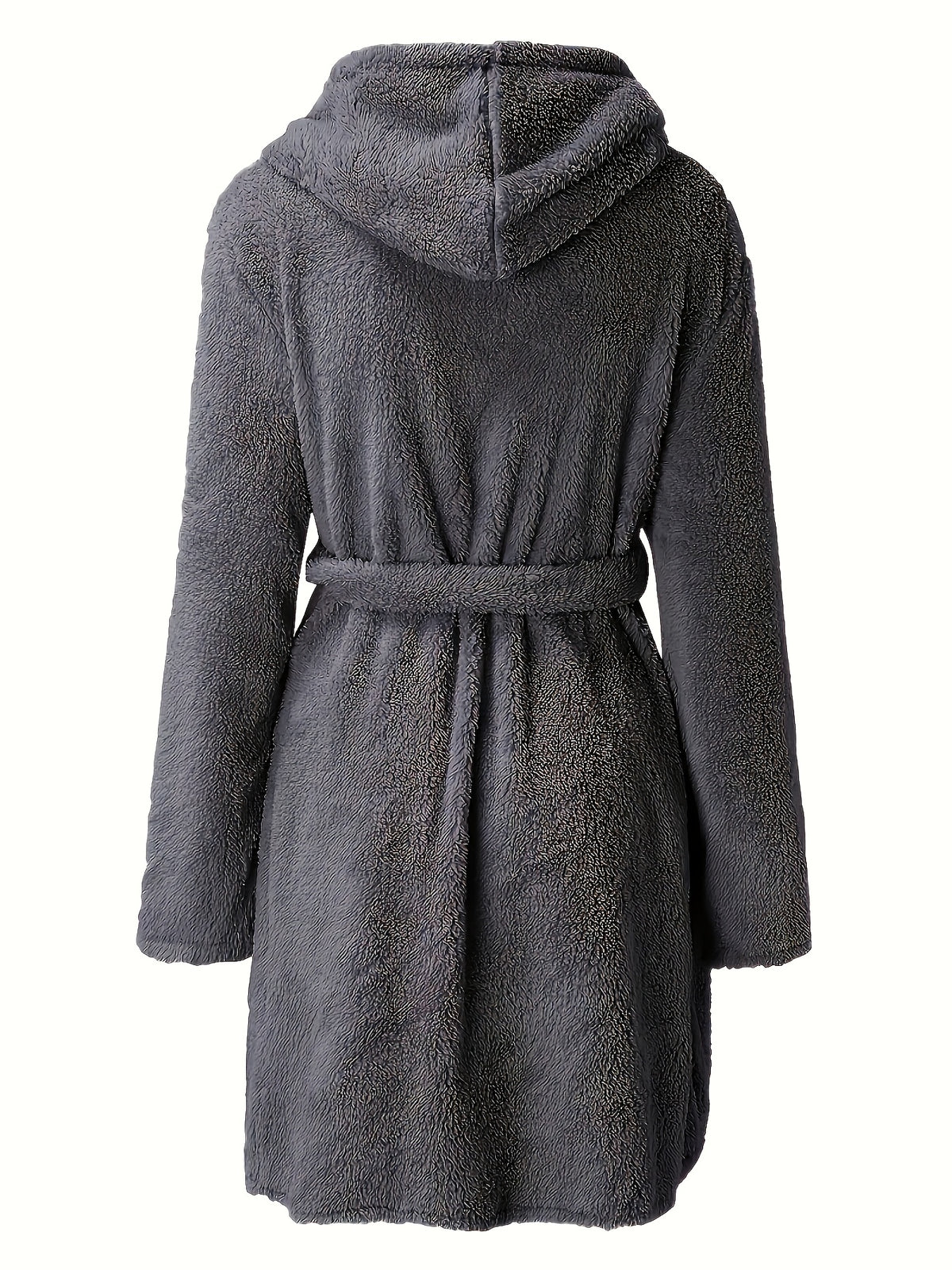 Women's hooded fleece bathrobe with pockets