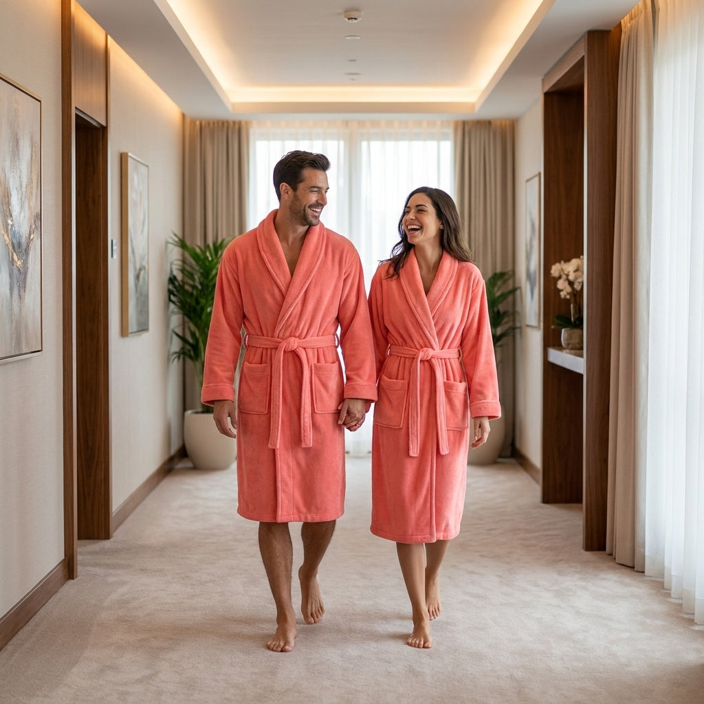 Unisex terry towelling bathrobe spa style