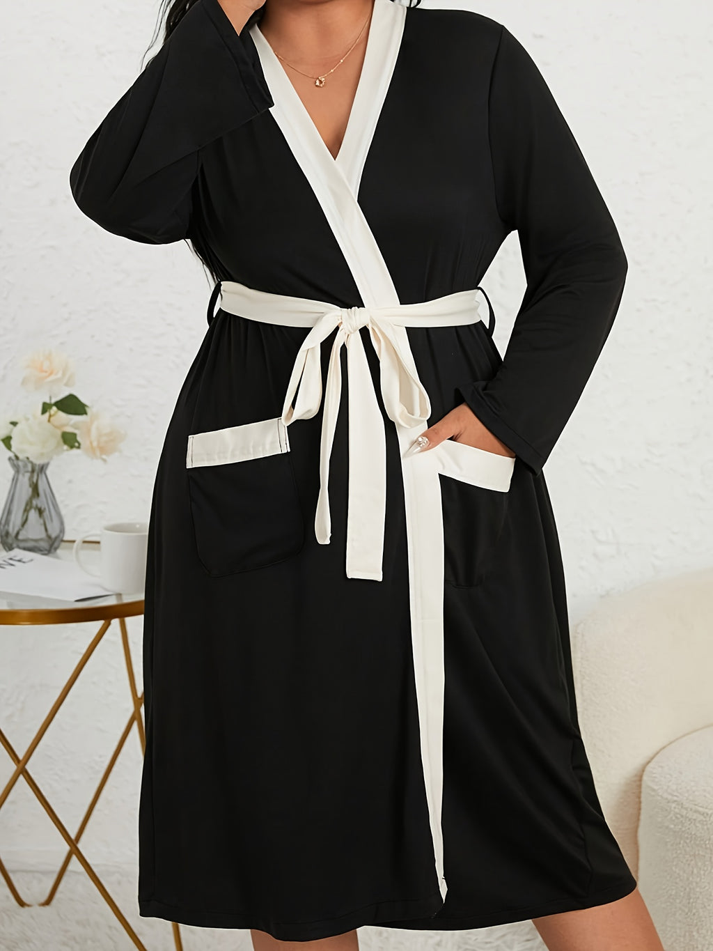 Women's white long dressing gown