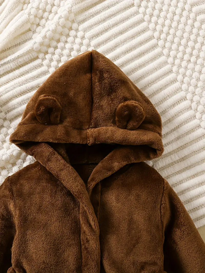 Baby fleece bathrobe with ears
