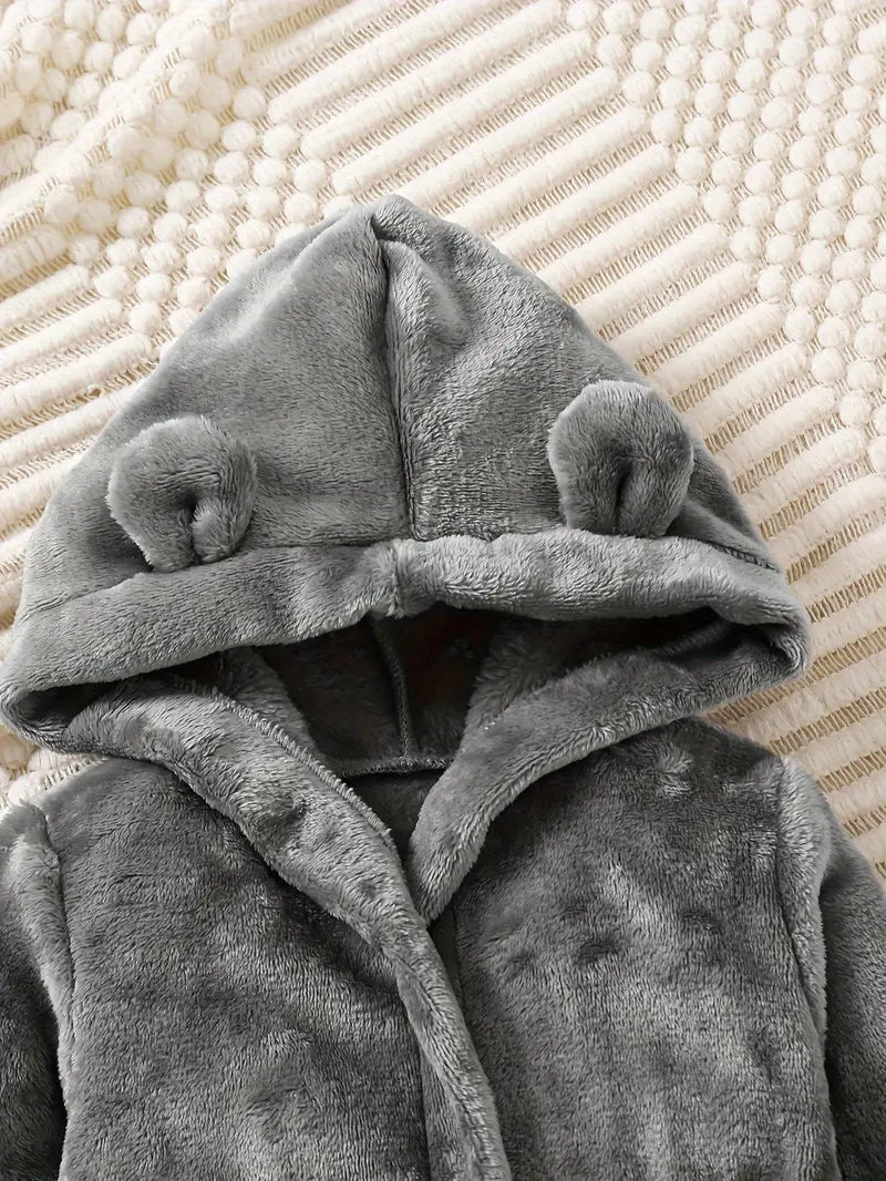 Baby fleece bathrobe with ears
