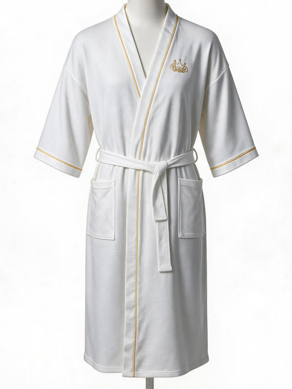 Men's black waffle bathrobe