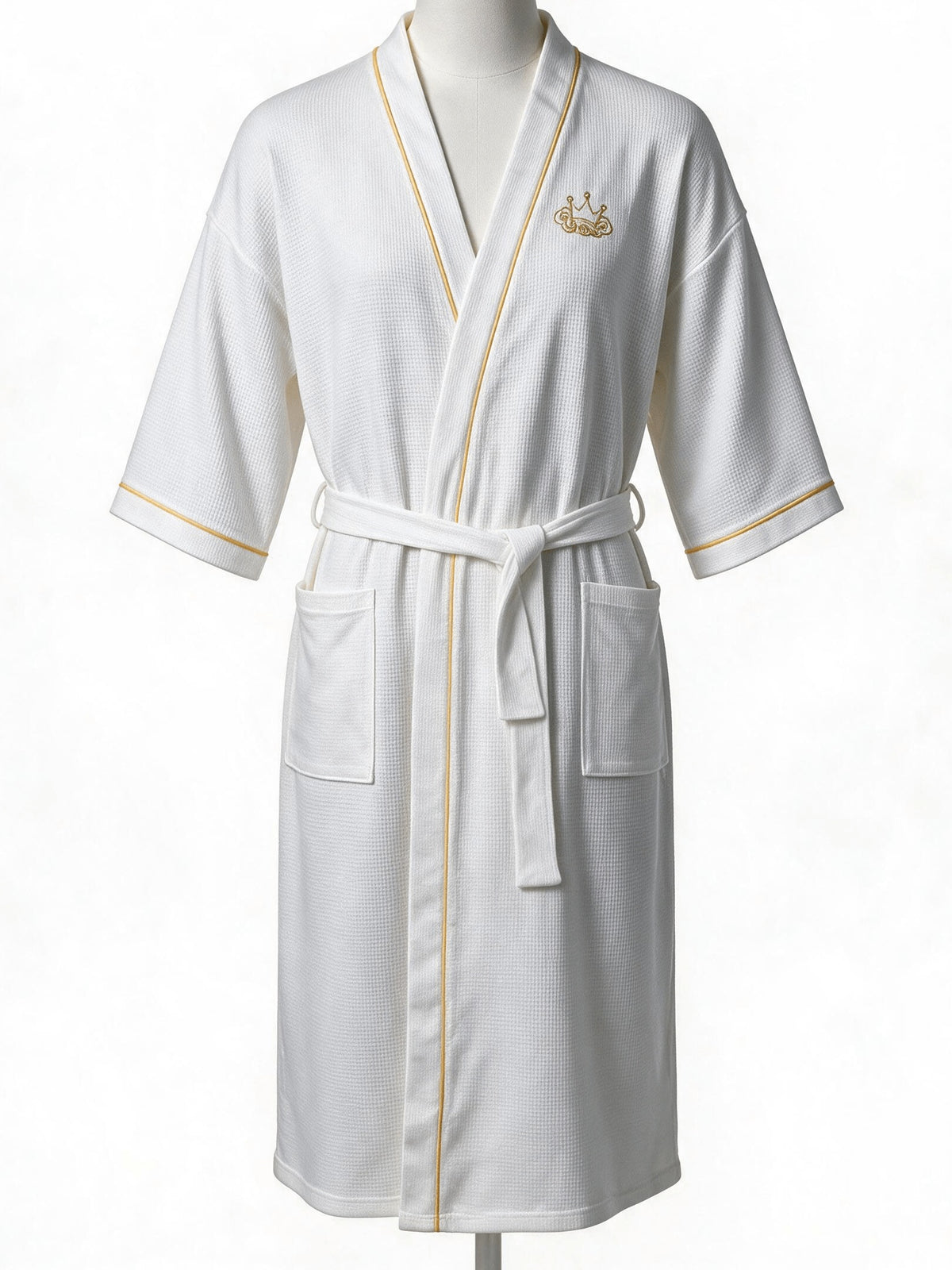 Men's black waffle bathrobe
