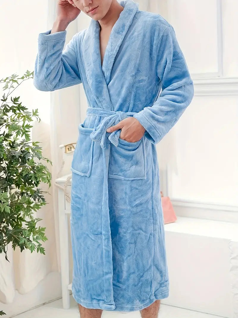 Men's warm towelling bathrobe