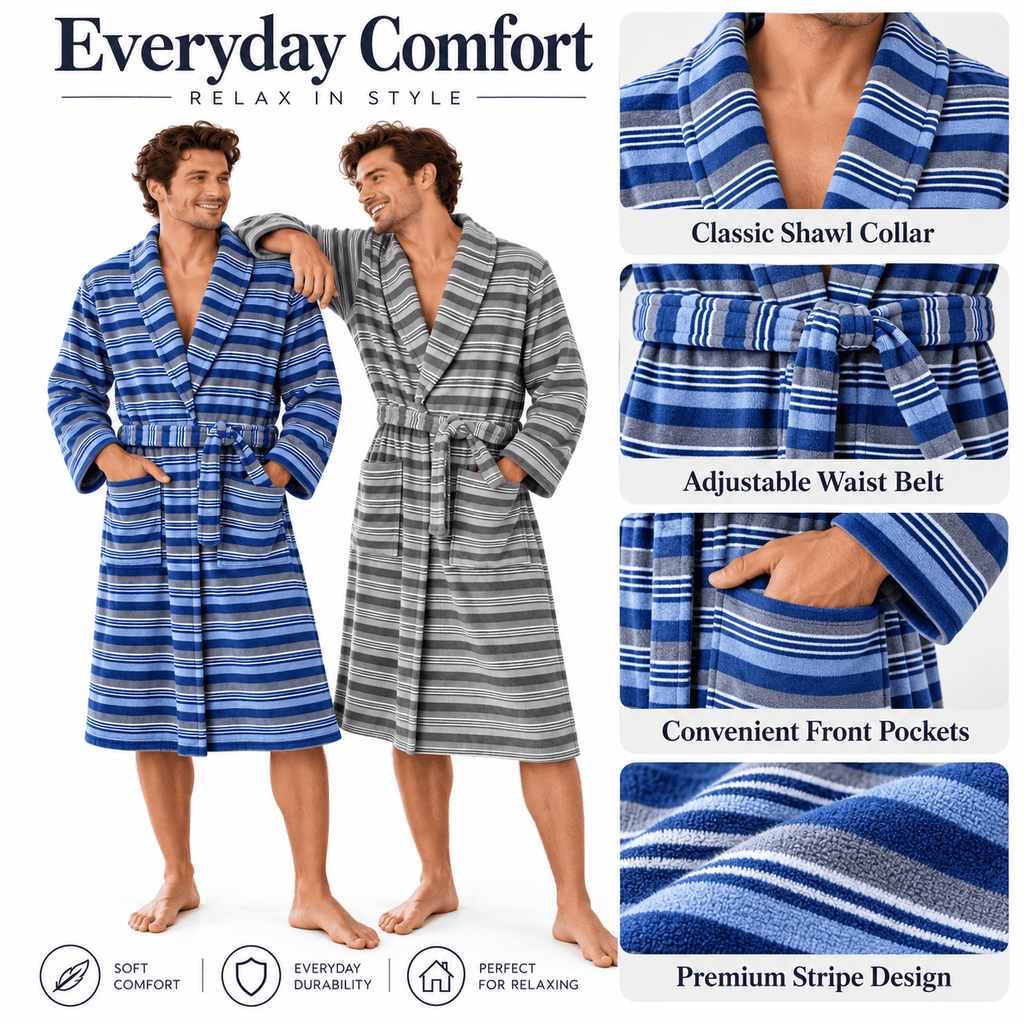 Men's striped bathrobe