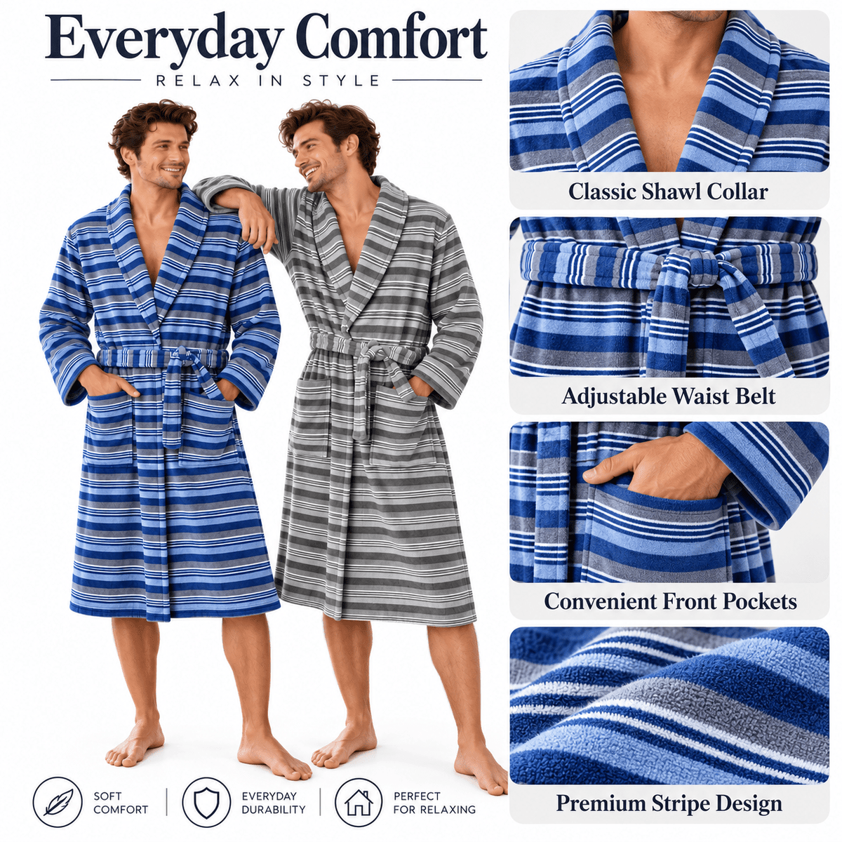 Men's striped bathrobe