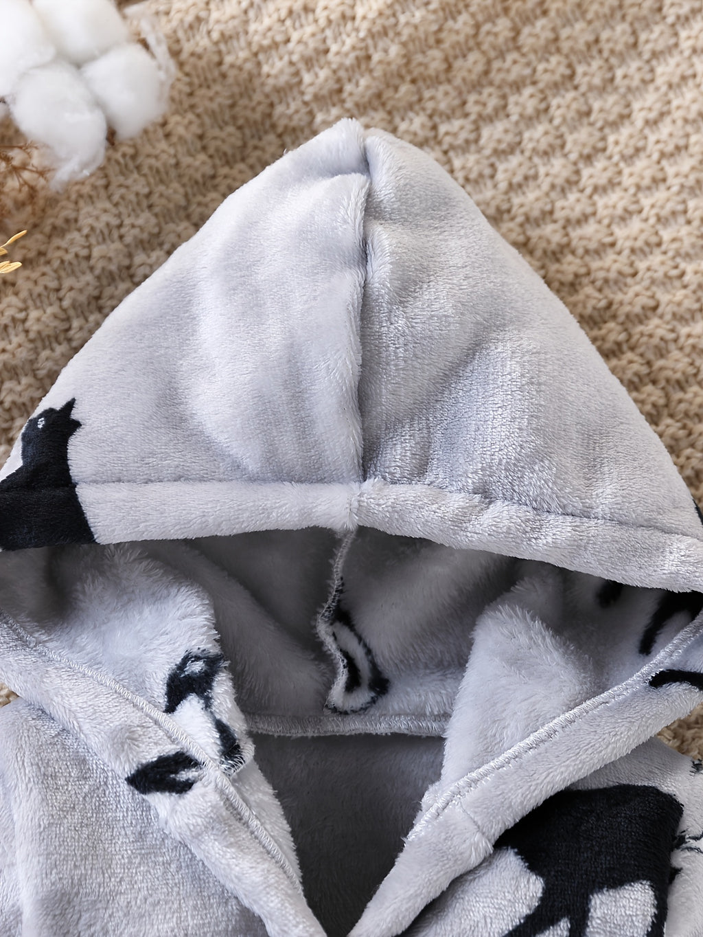 Newborn grey hooded fleece bathrobe